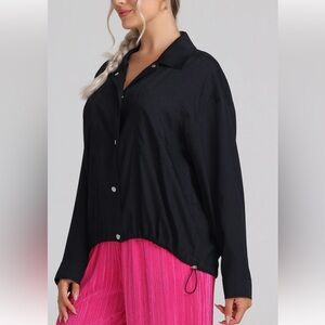 89th & Madison Black Button-Front Shirt Jacket